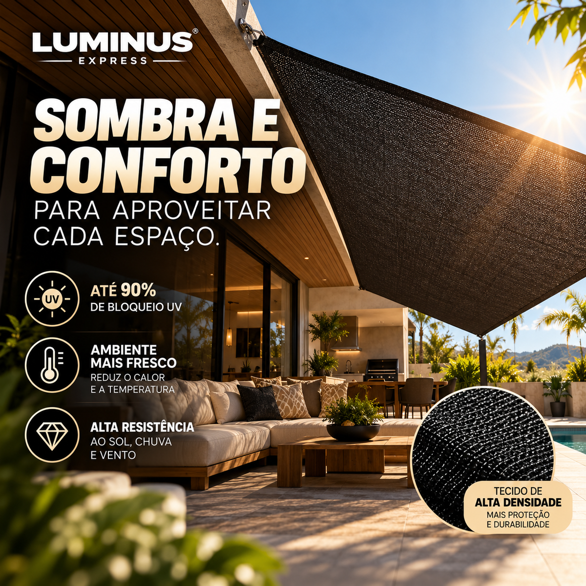SunShade™ Luminus — Tela Premium de Proteção Solar 90% UV